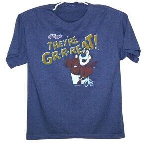 Kellogg's They’re Great Tony The Tiger T Shirt Mens T Shirt XL Blue Vintage Flaw